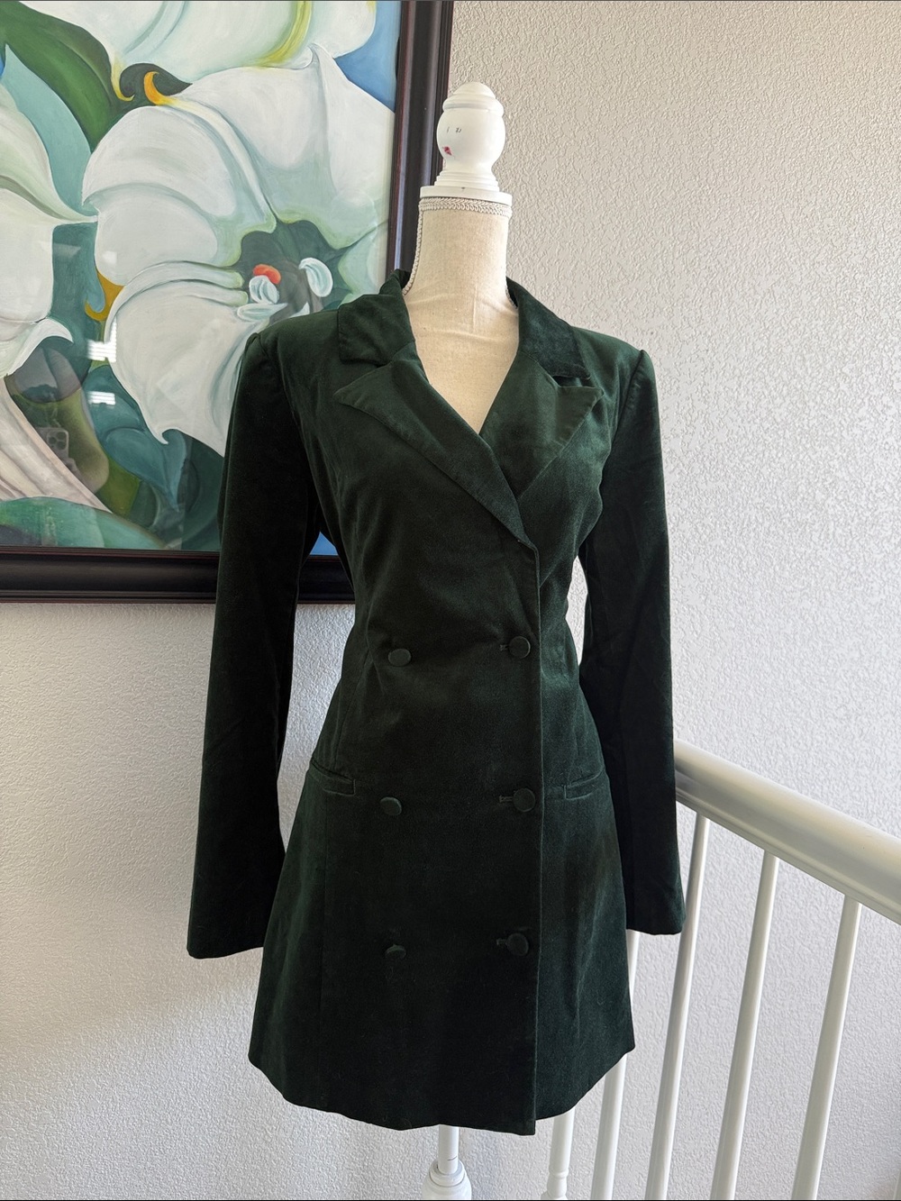 Good American Exec Velvet Blazer Minidress Pine Green Size L